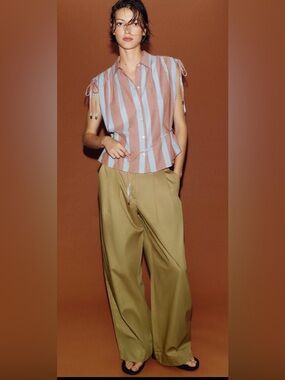 ZARA PLEATED BARREL PANTS